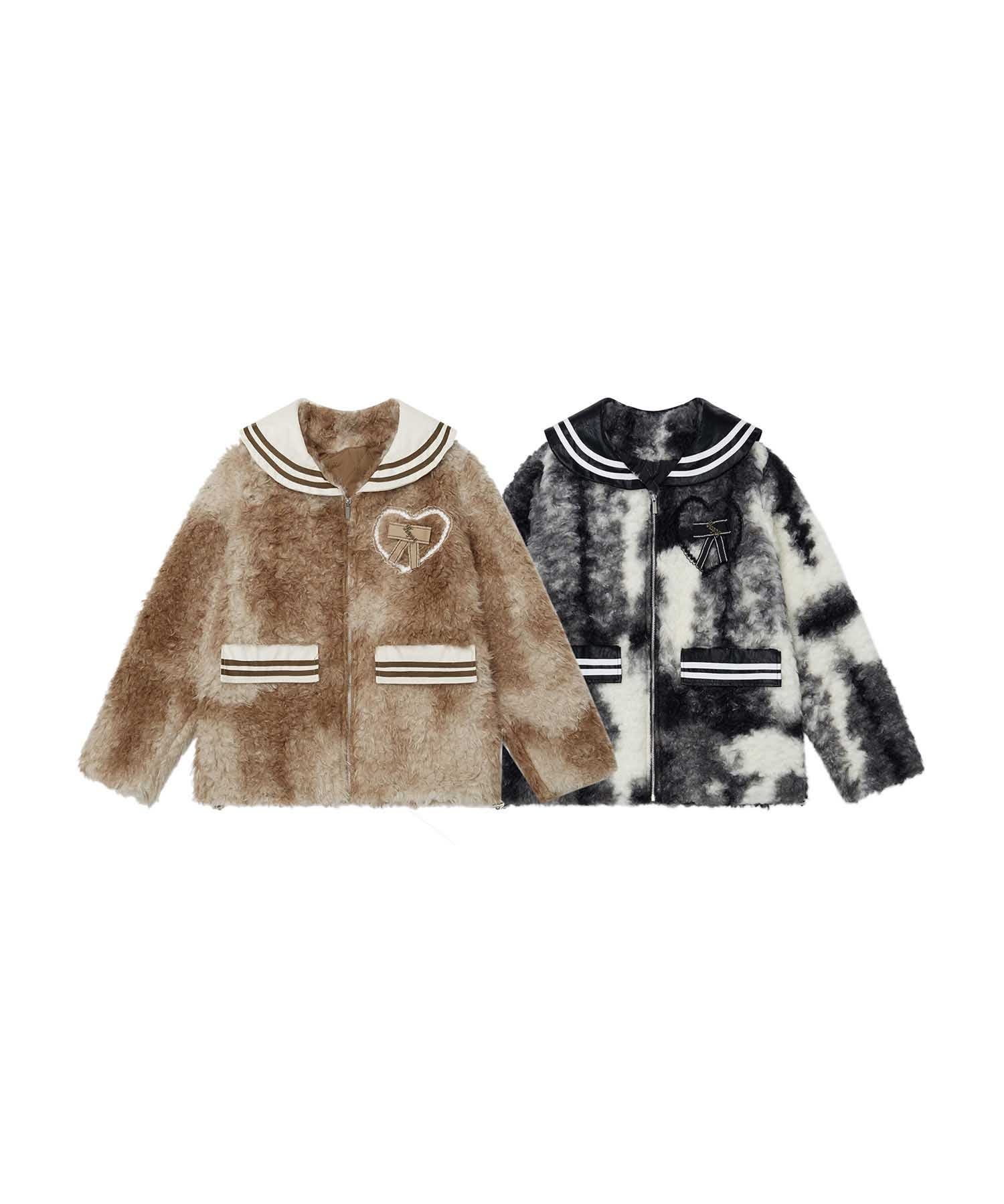 HOOK】for girls セーラー襟フェイクシープジャケット【AW