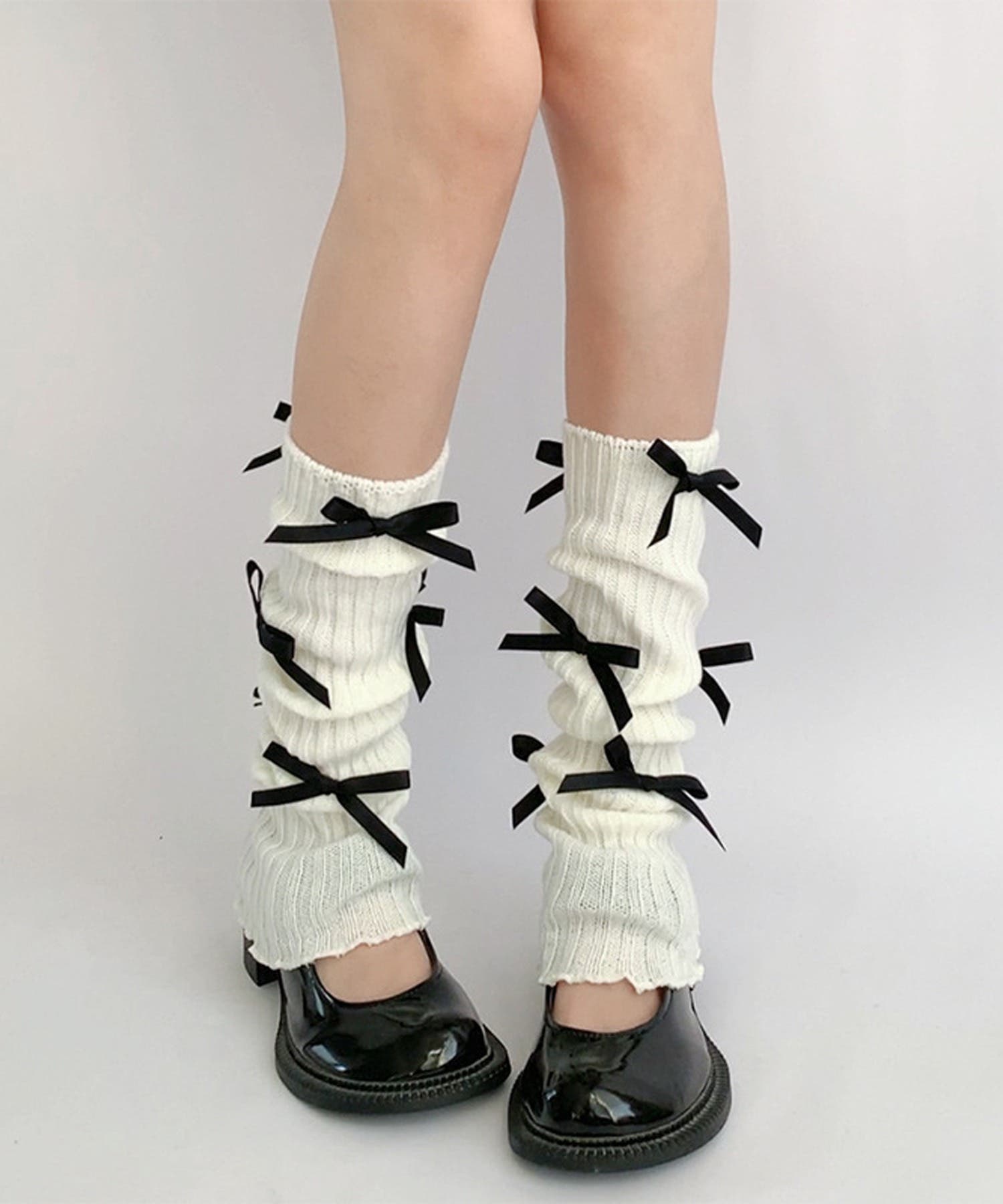 HOOK】for girls リボンたっぷりルーズソックス レッグウォーマー[品番