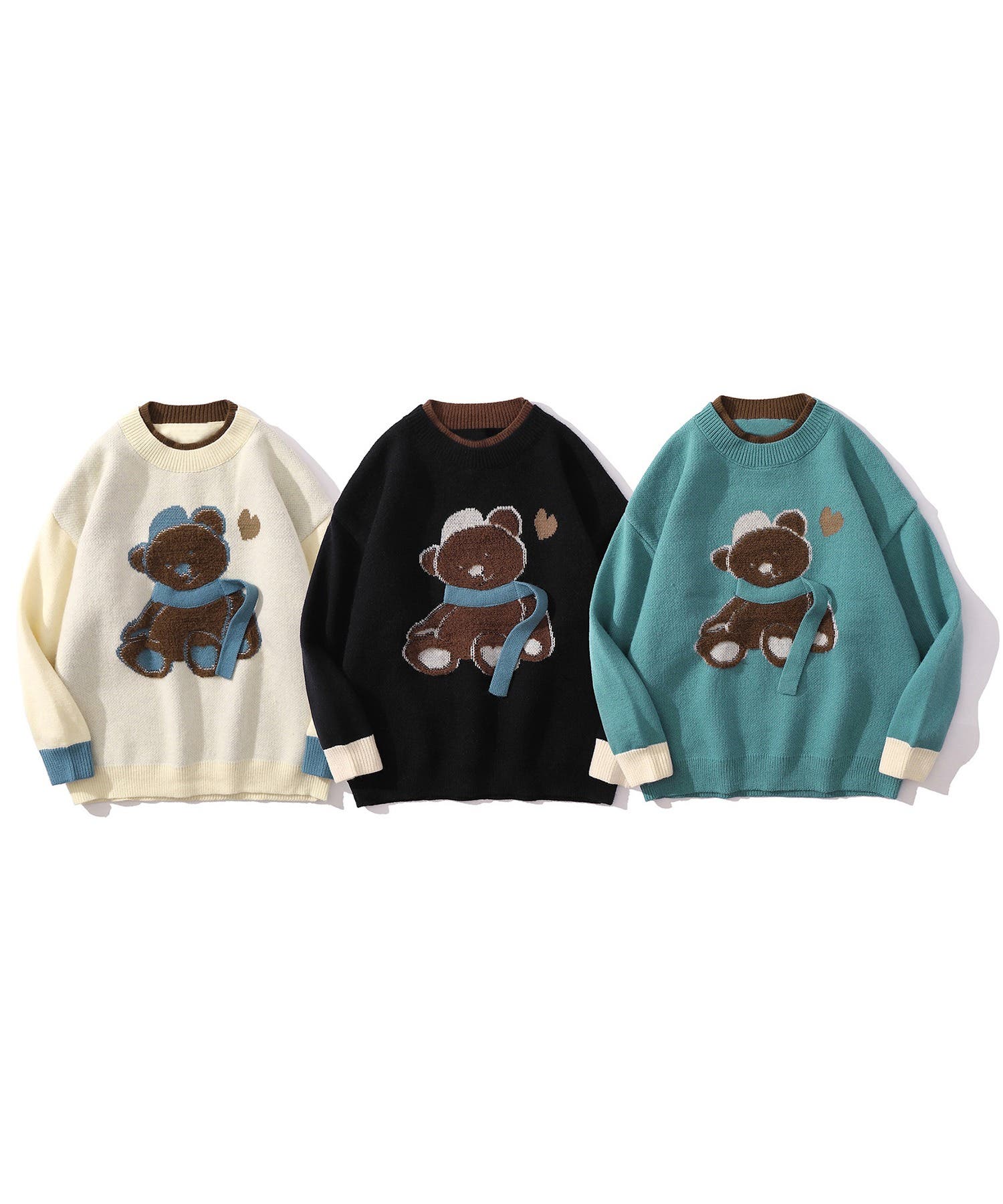 HOOK】マフラーを巻いているクマニット風スウェット【AW】[品番