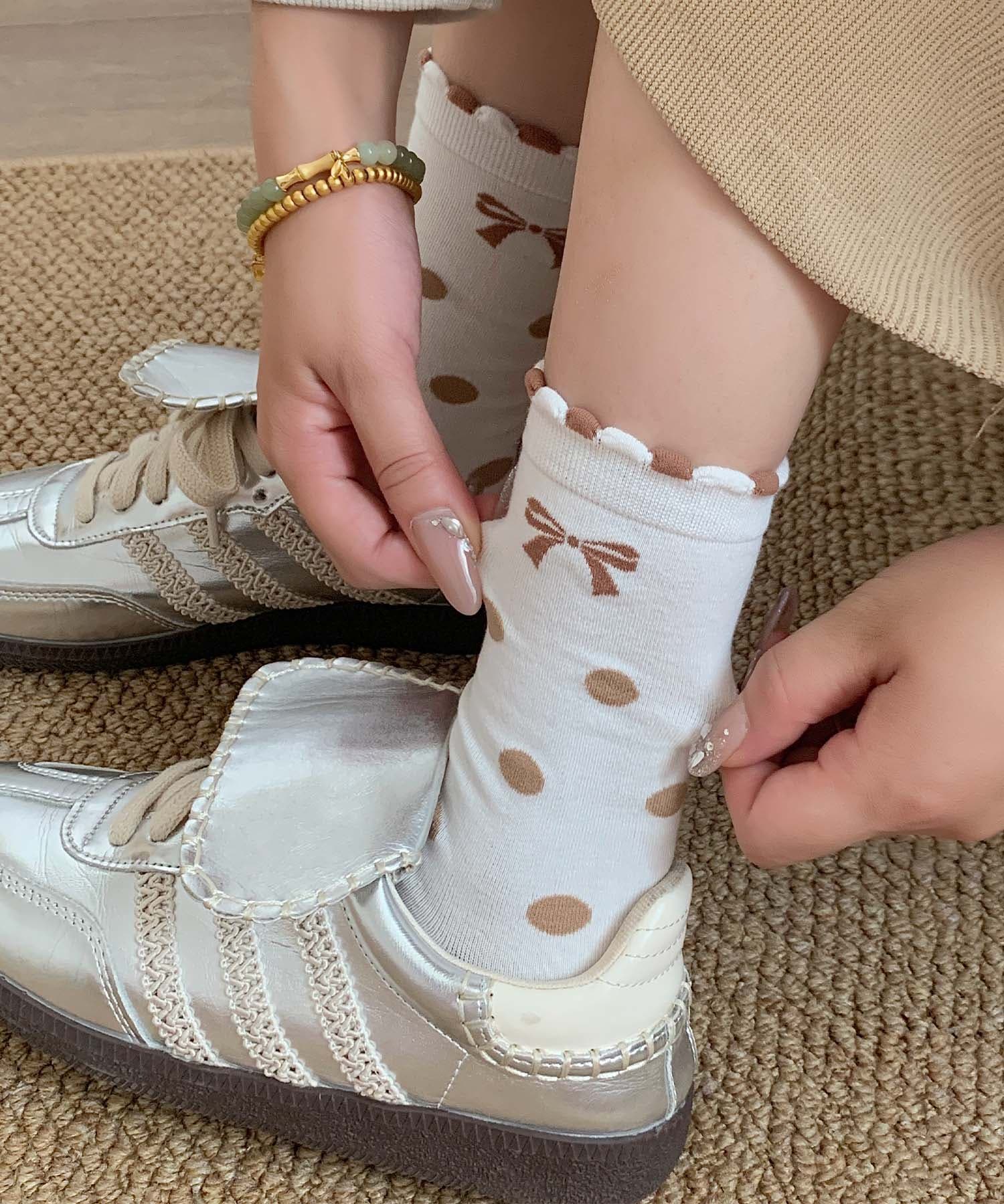 2025 MOSOX NEW COLLECTION]ドット柄リボンソックス[品番