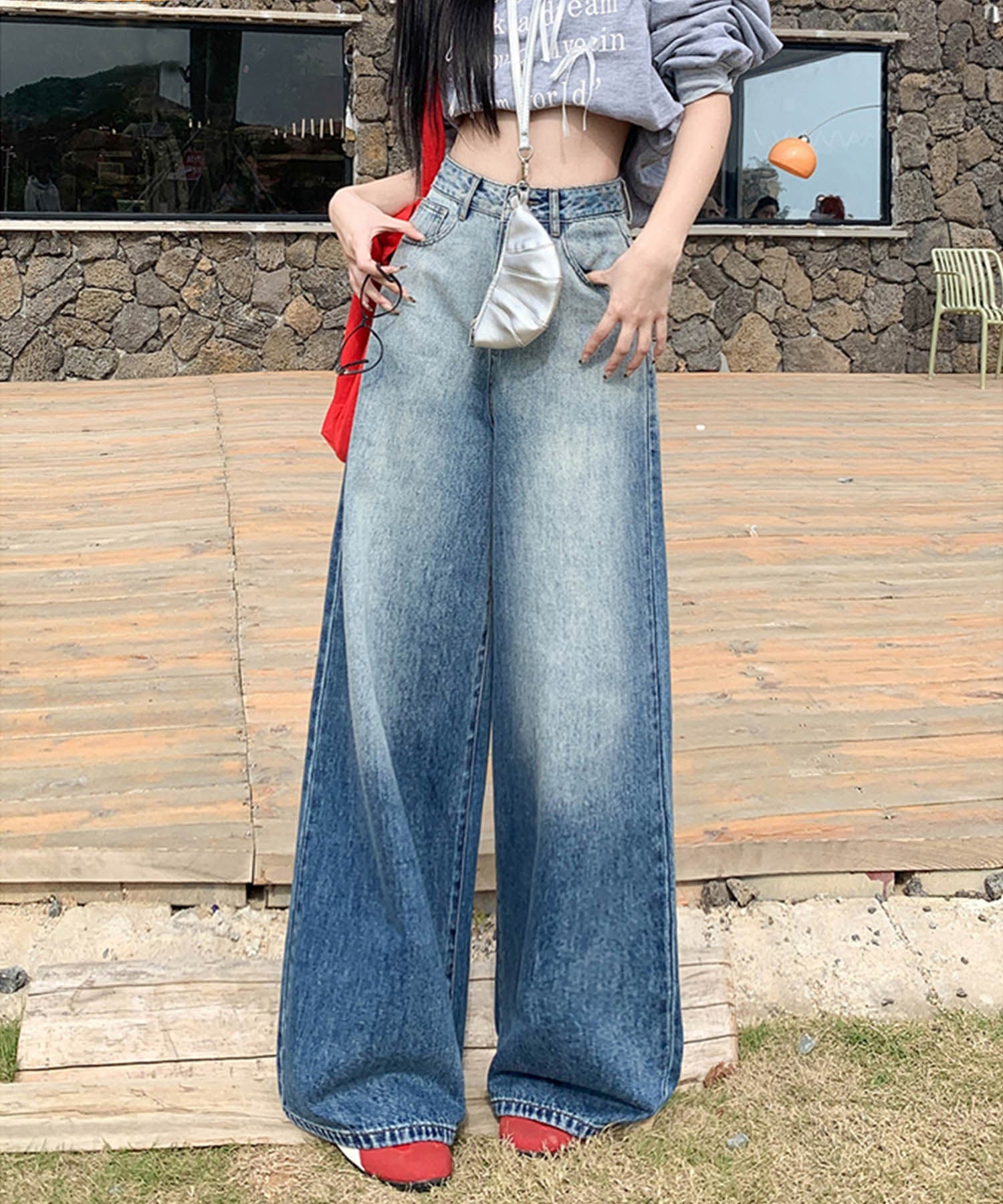 パンツ デニム ジーンズ ハイウエストグラデーションデニム High Waist Gradation Denim Pants/ハイウエストグラデーション