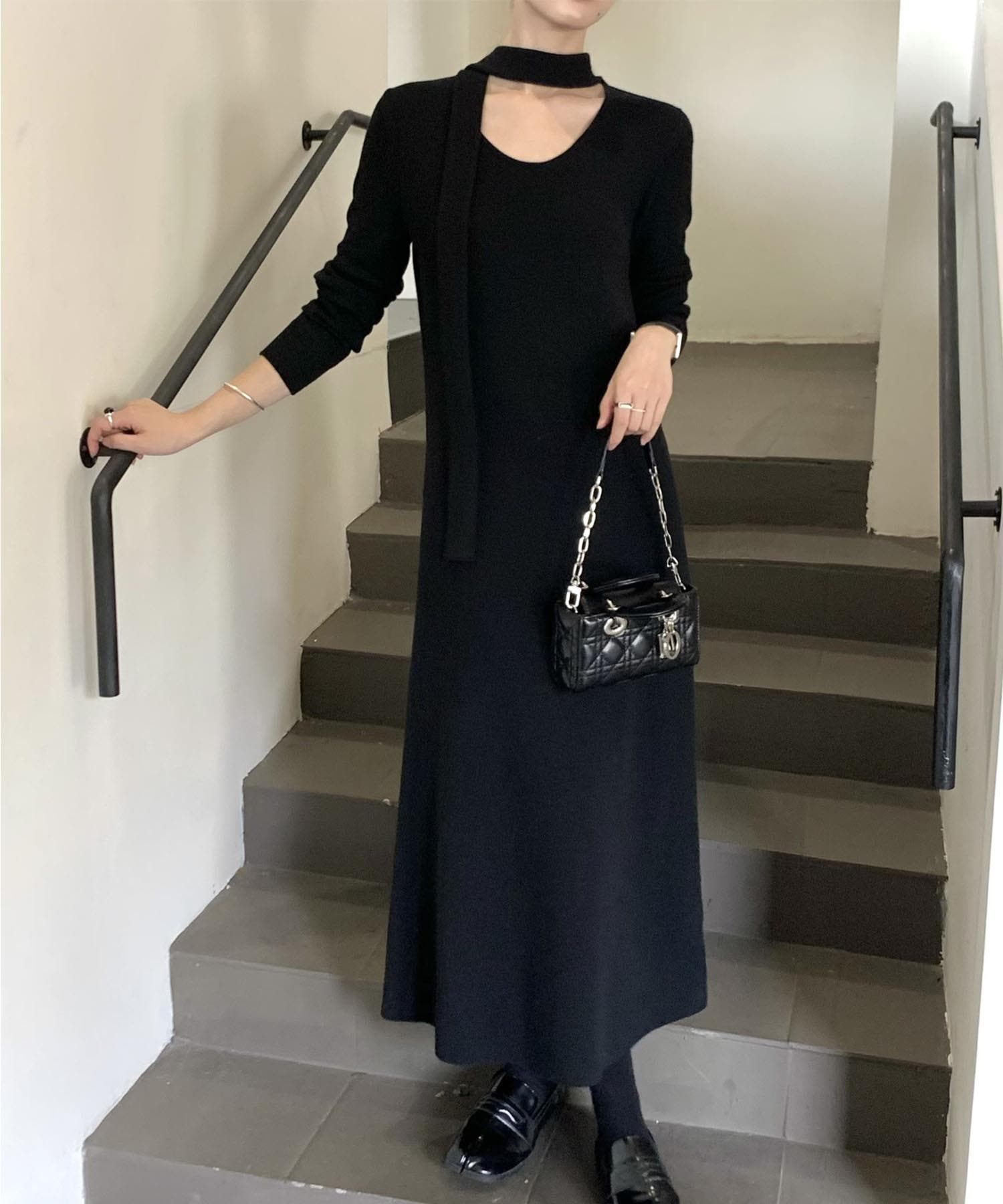 ボウタイニットワンピース【AW】[品番：XT000011636]｜aimoha