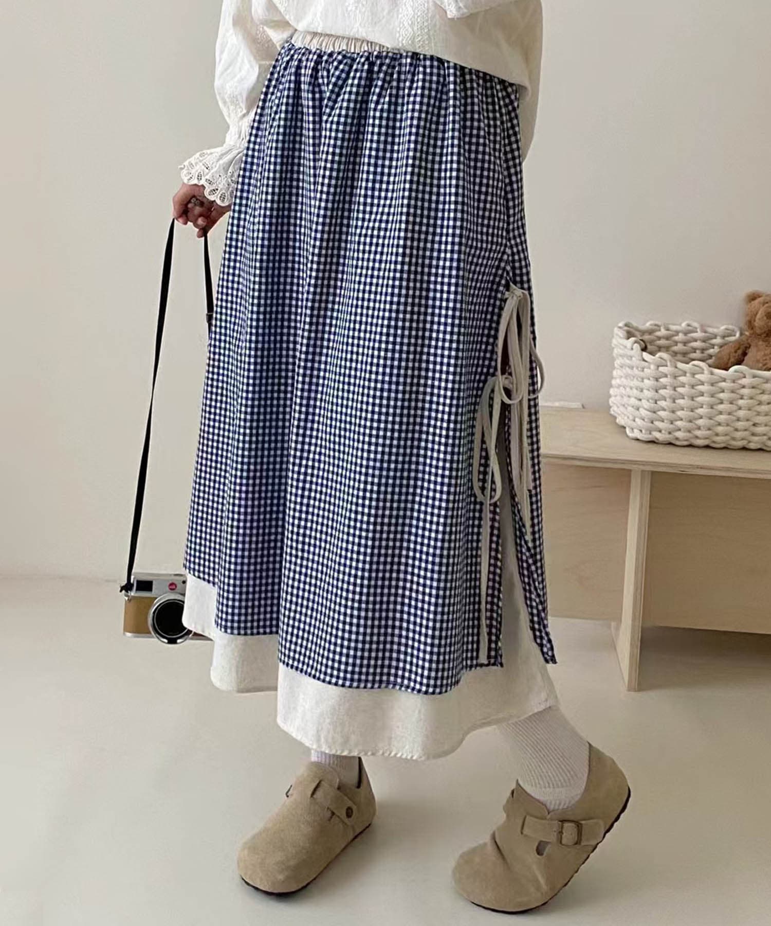【美品】CandyStripper ロングスカート ギンガム 2 人気 完売 ギンガムチェックロングスカート[品番：XT000012783]｜aimoha