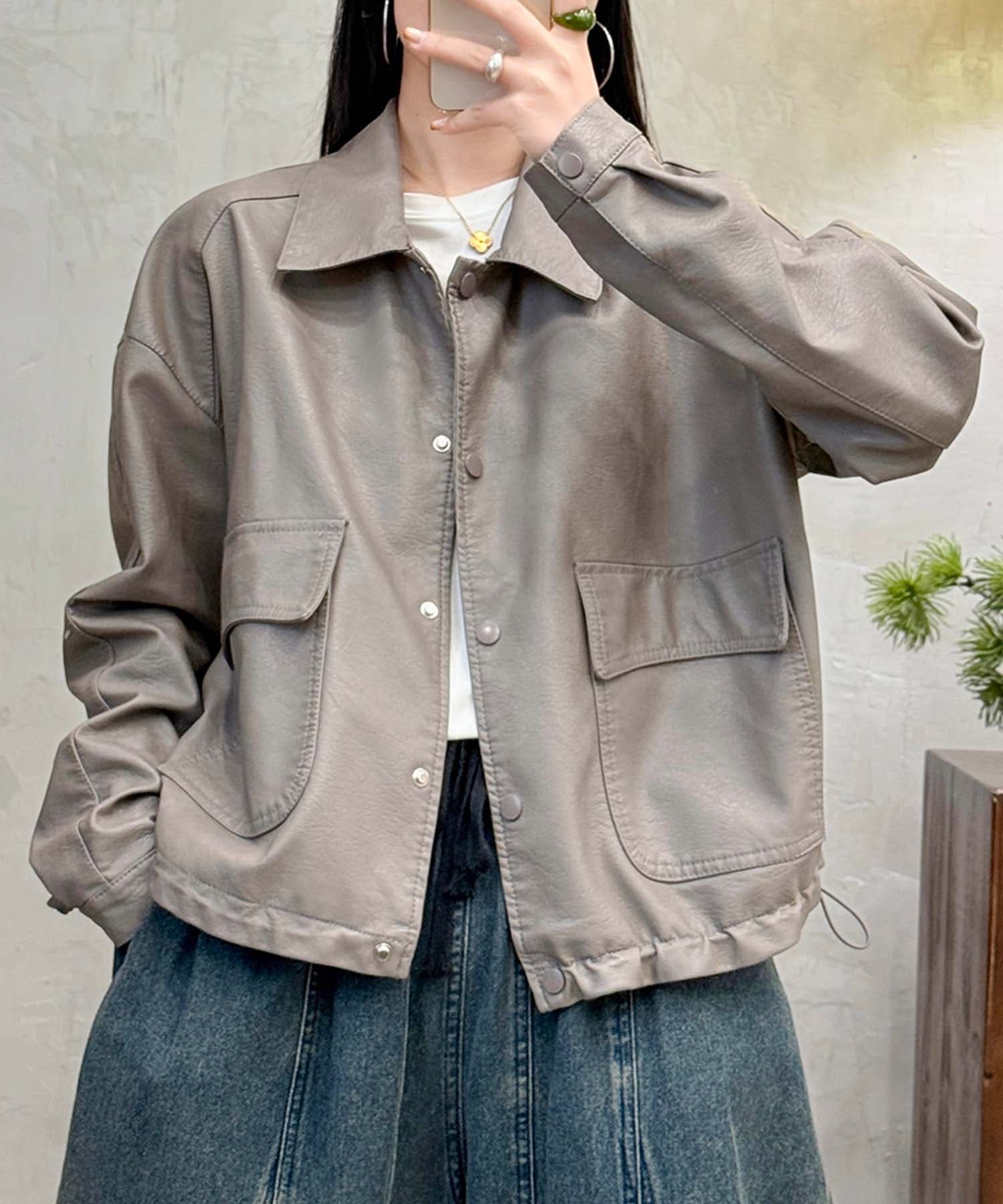 クラシックカラーデザインPUレザージャケット[品番：XT000012866