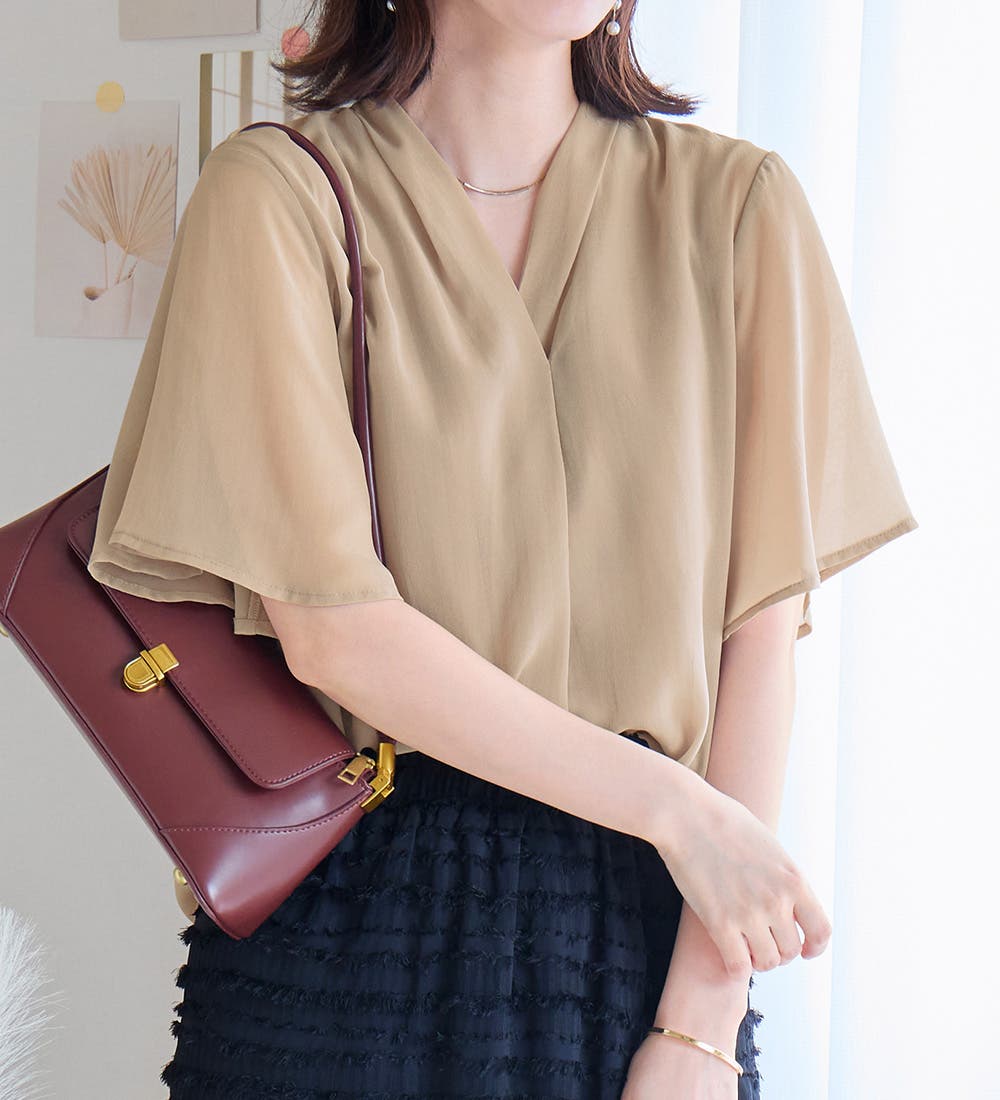 インナー付スキッパーブラウス[品番：ATTW0007213]｜alotta