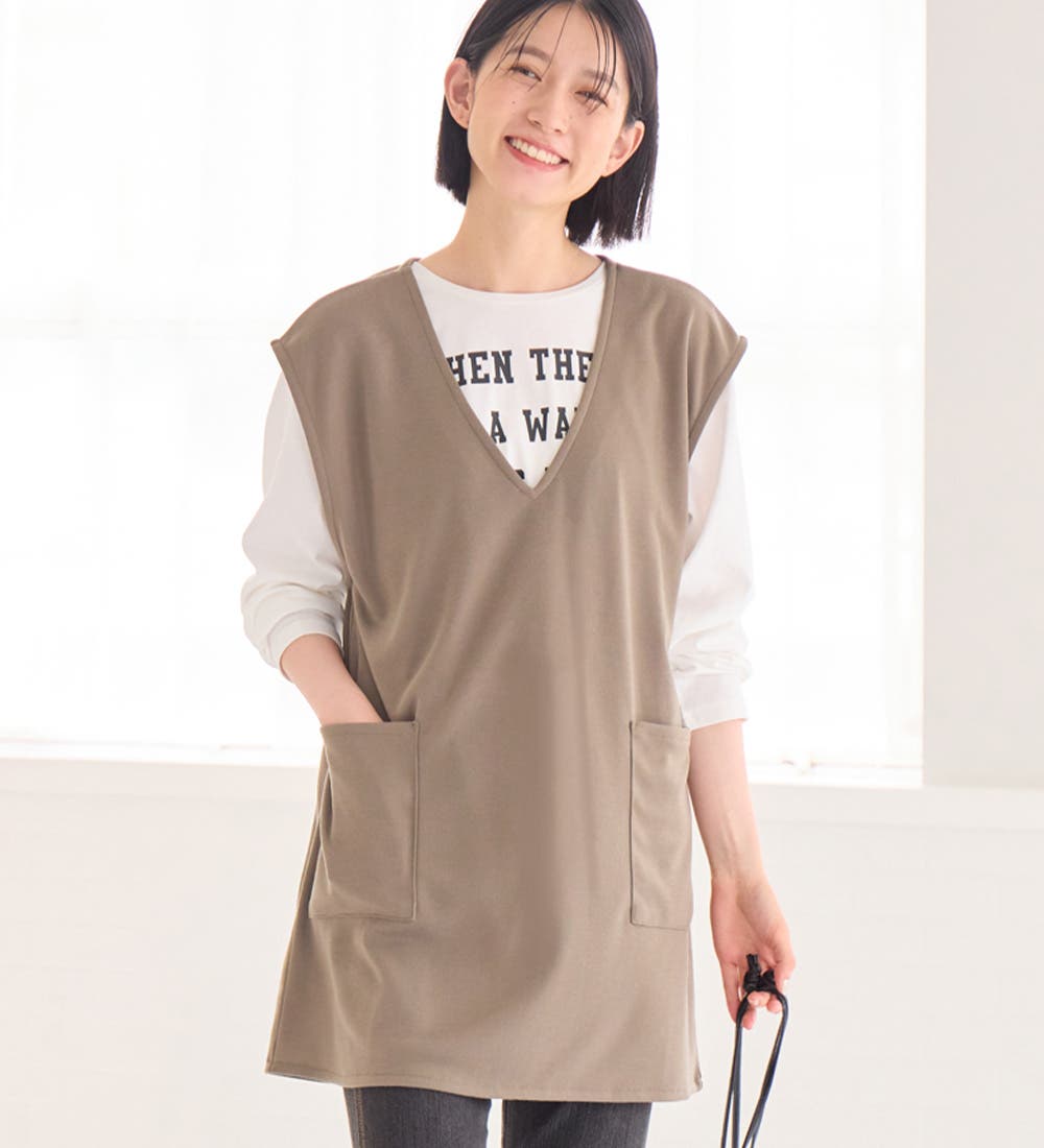 Vネックポケット付きロングベスト[品番：ATTW0007431]｜Viola e Viola