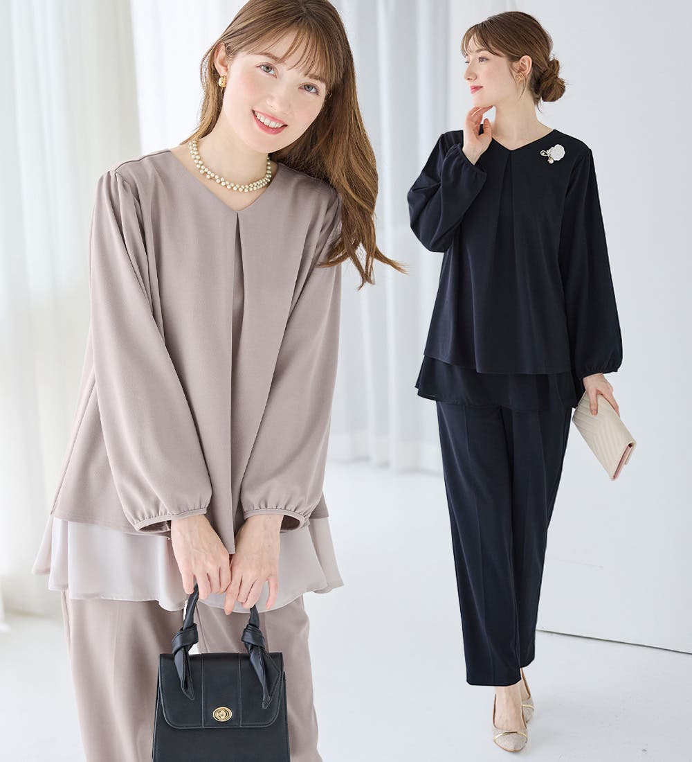 2点セット】シフォンレイヤードデザインセットアップ[品番