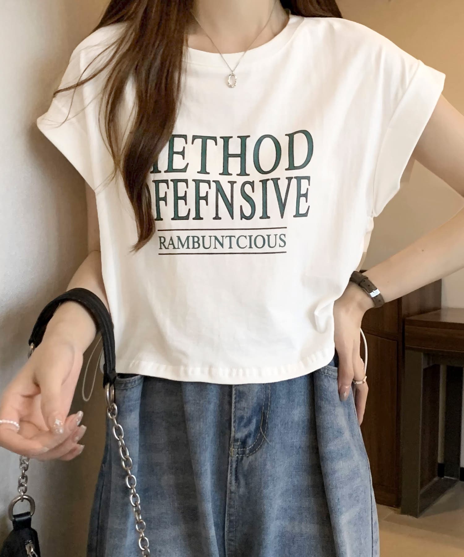 クロップド ドロスト Tシャツ ミニ丈 ちびT[品番：ALTB0002748