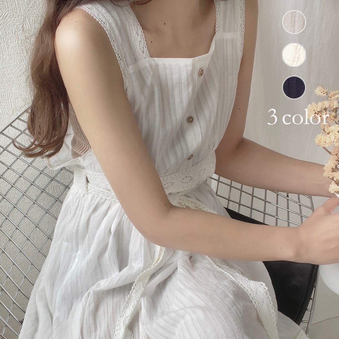 ★新品★ VALERIANE スカラレースエプロンワンピース　L VALERIANE スカラレースエプロンワンピース | DRESS,DRESS