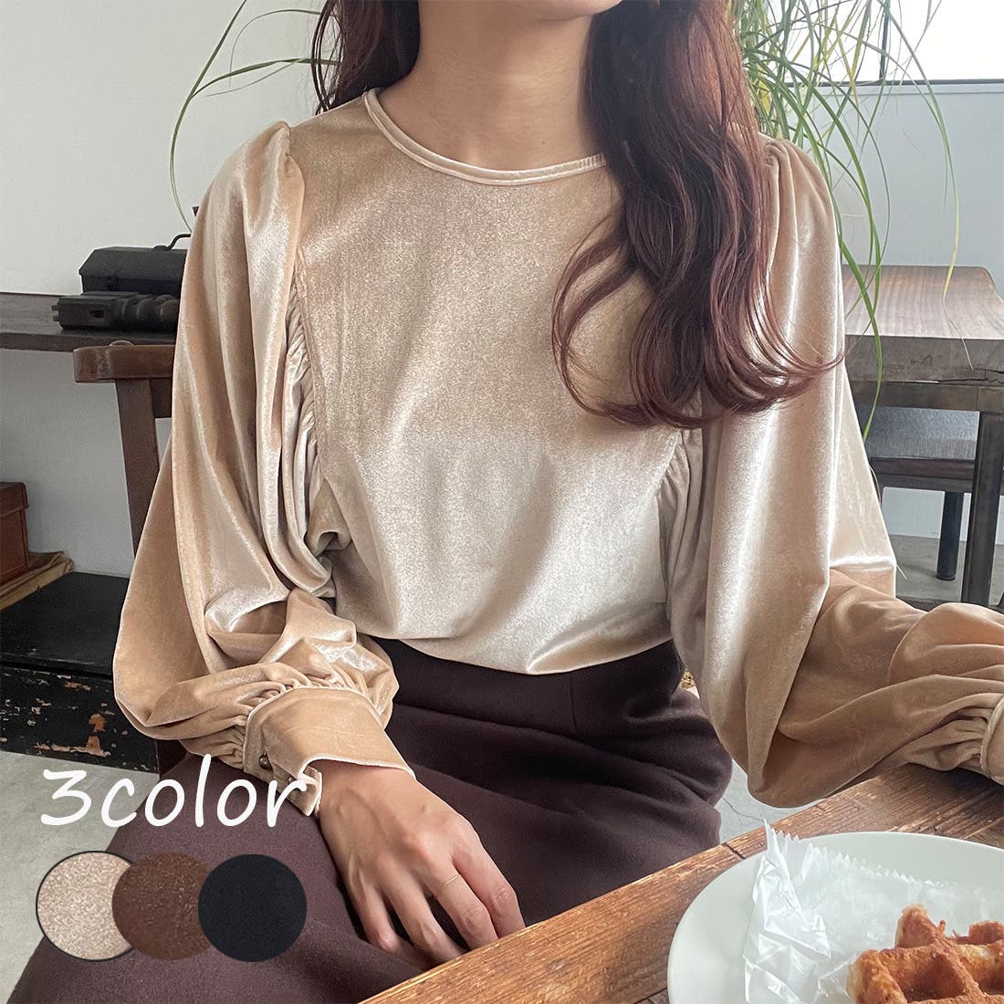 laubeblanc 　ボリュームスリーブ　ブラウス インドコットンボイルボリュームスリーブブラウス M L 【メール