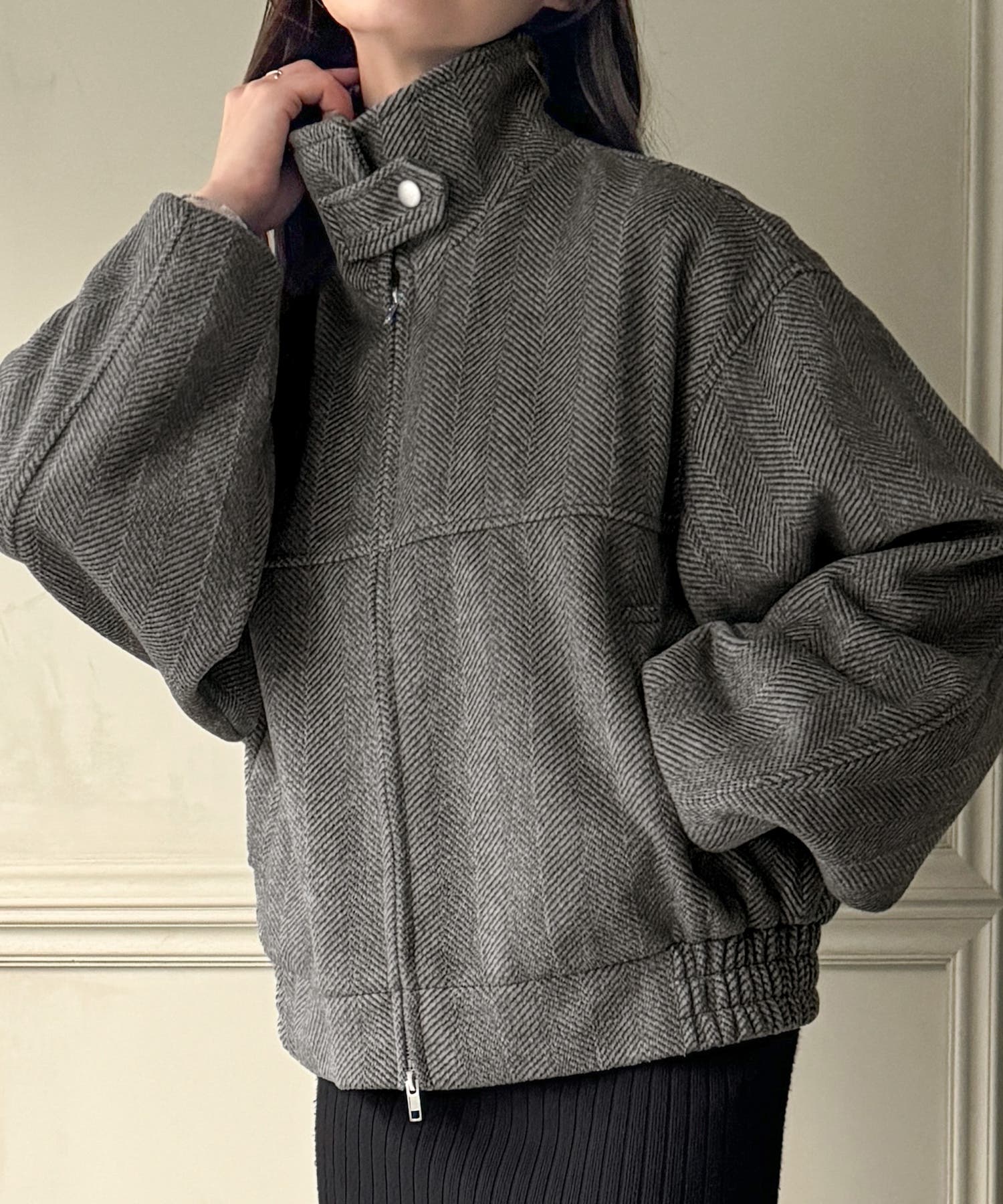 2wayスタンドカラーダブルジップショートブルゾン[品番：AMTW0011543