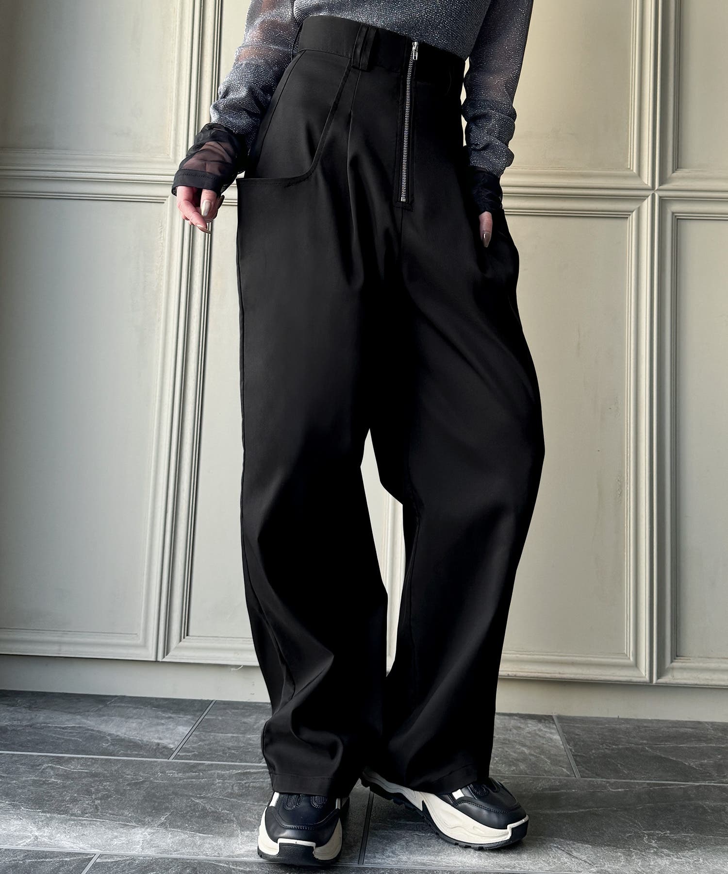 ビッグポケットデザインフロントジップパンツ[品番：AMTW0011909