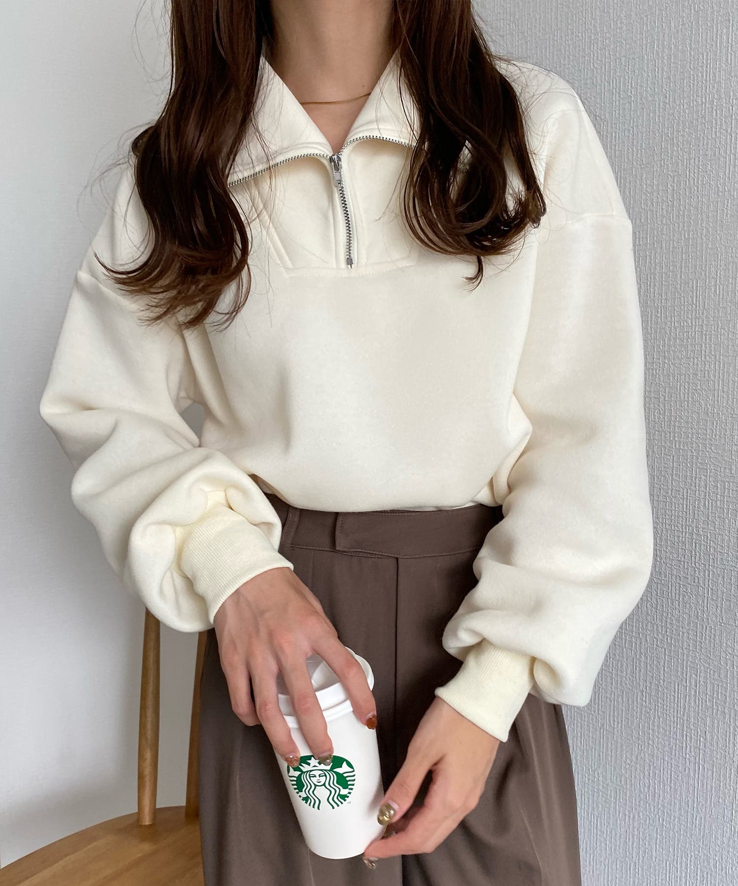 callautia ハーフジップショート丈スウェット[品番：AMTW0011698