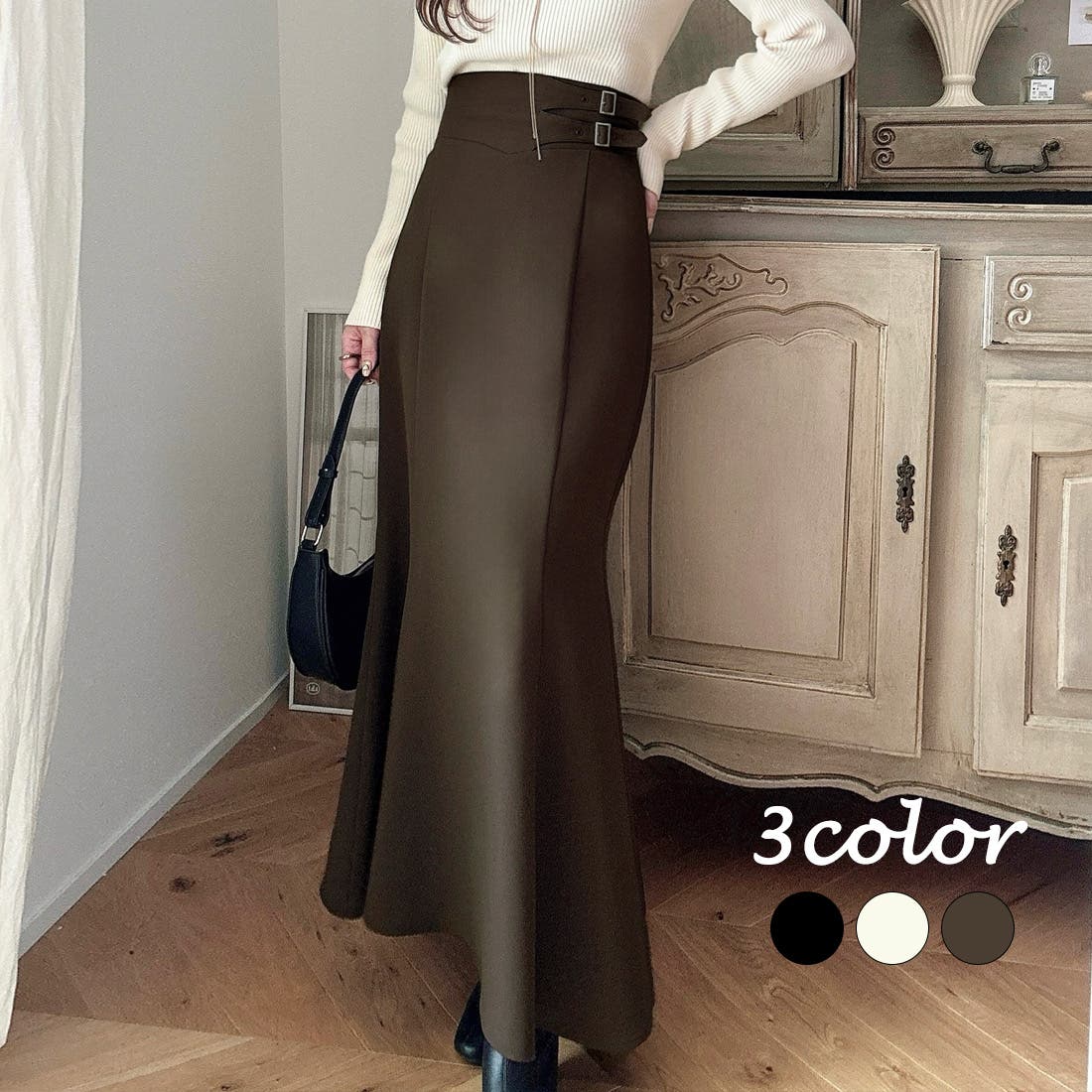 Meiru ハイウエストダブルベルトマーメイドスカート[品番：AMTW0011081