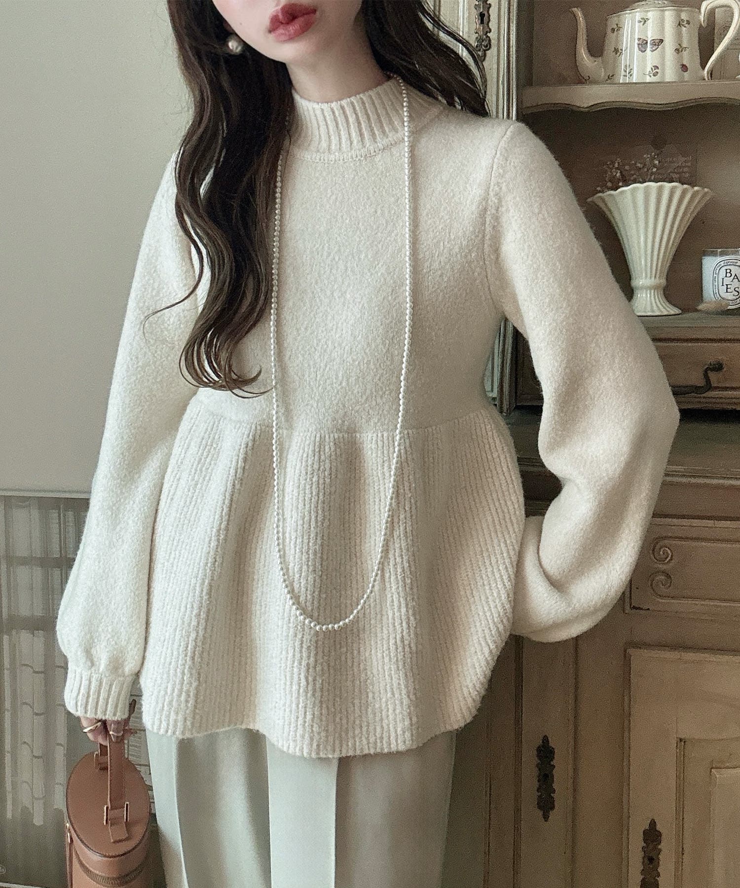 希少✨未使用級✨ENFOLD ペプラム アシンメトリー ニット ウール セーター Meiru ペプラムハイネックニット[品番：AMTW0011603]｜JUNOAH