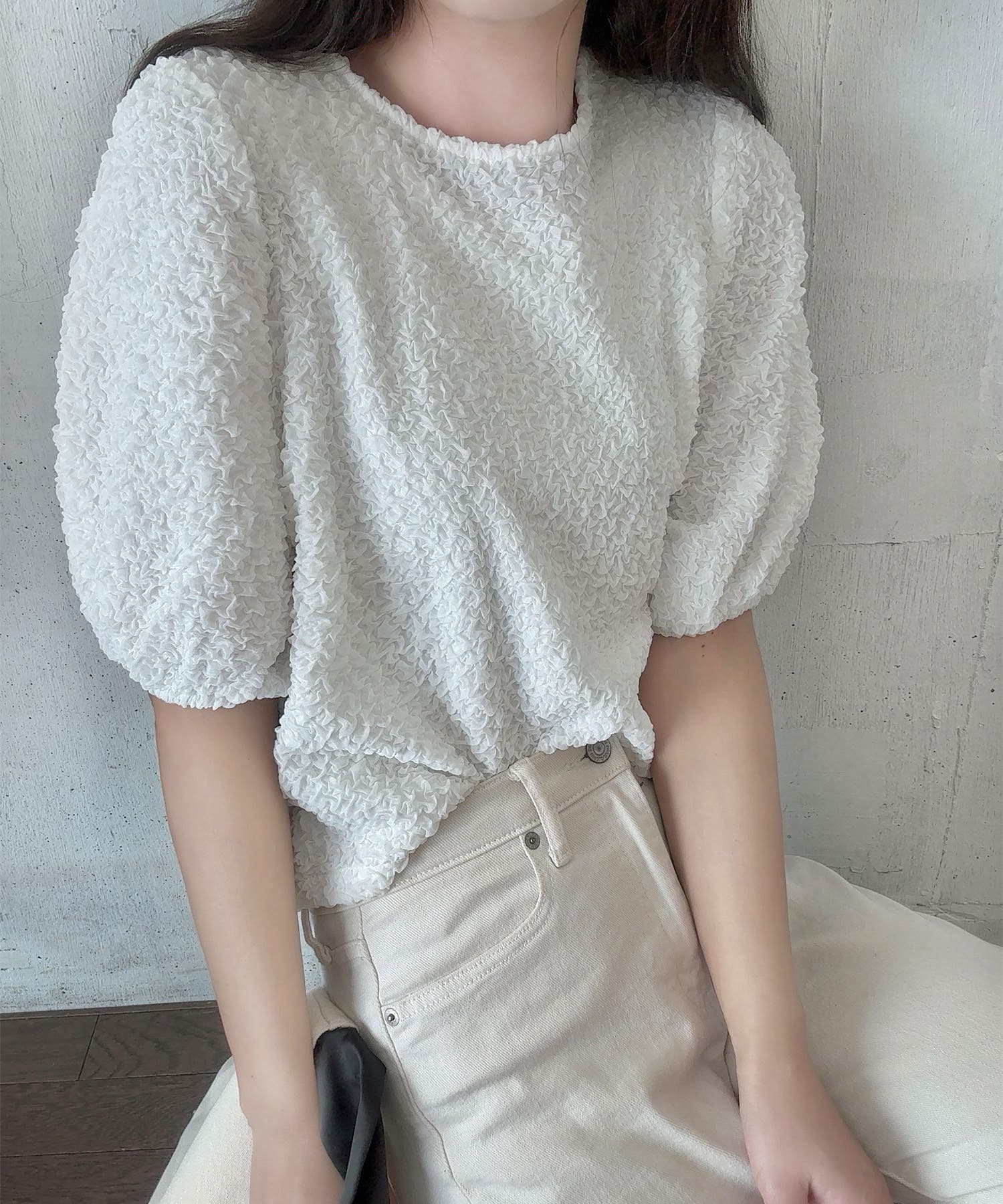 くしゅくしゅ半袖トップス[品番：AMTW0012350]｜LAUIR（ラウアー
