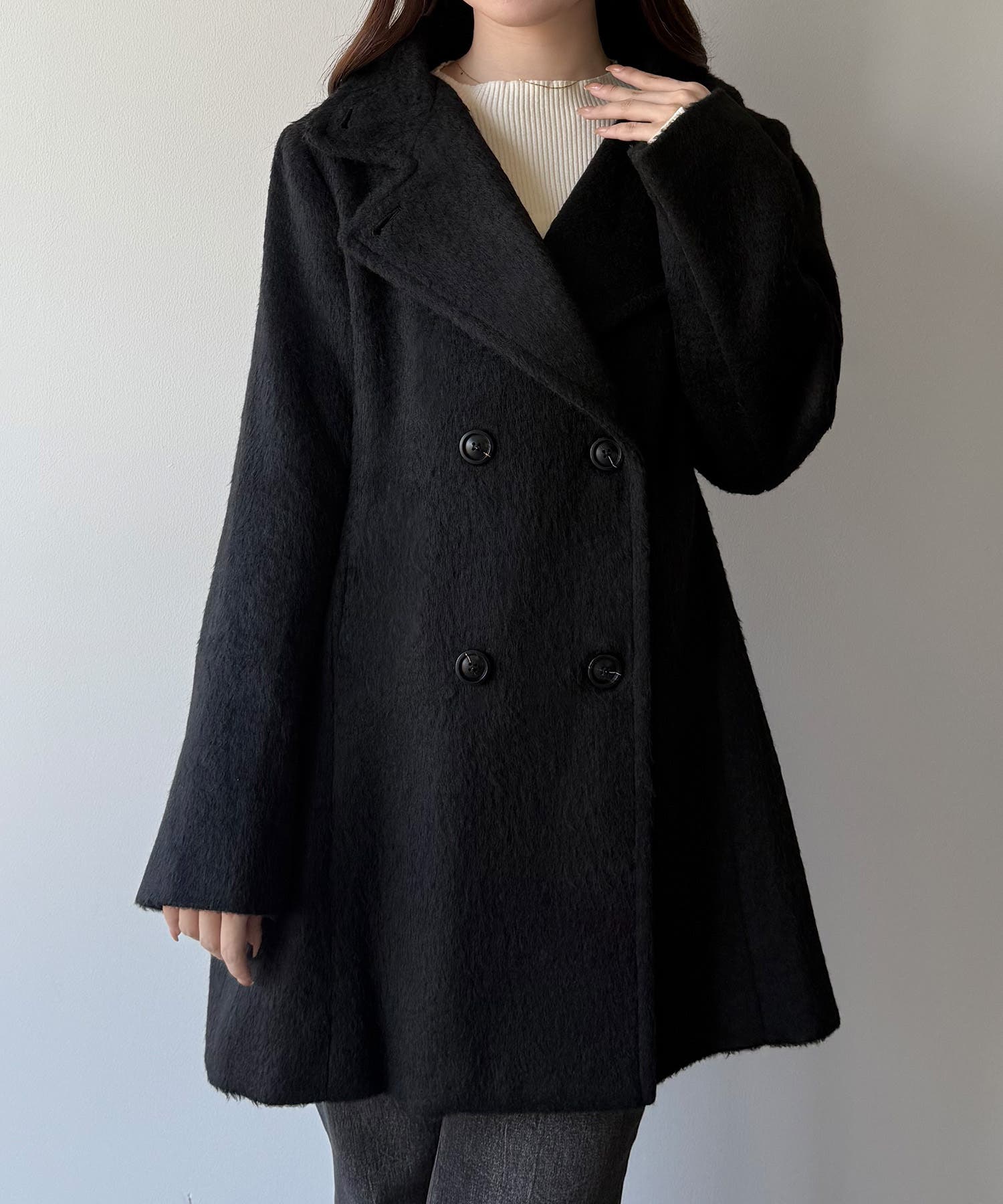 mipiarl 2wayカラーシャギーミドルコート[品番：AMTW0012717]｜JUNOAH