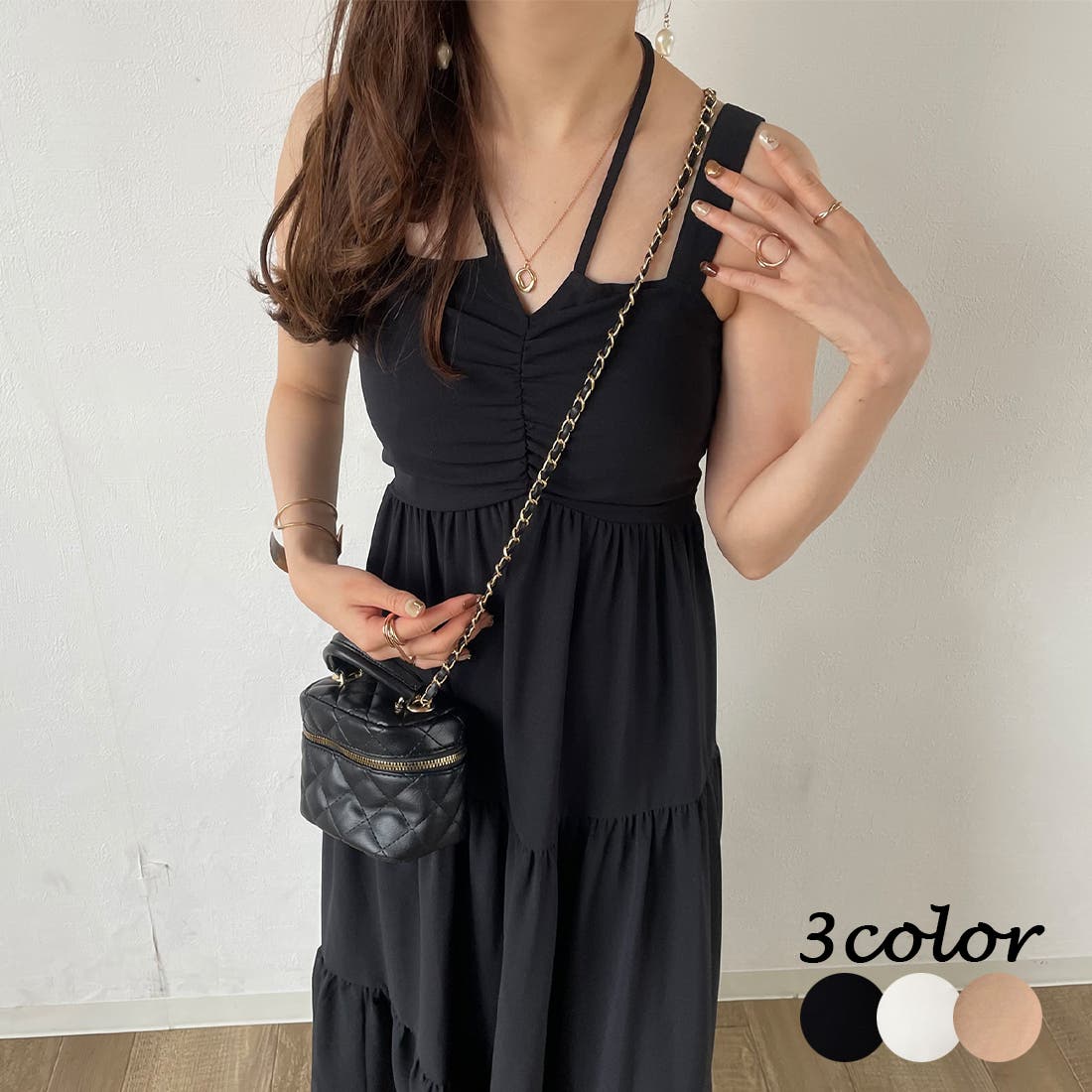 ホルターネックティアードワンピース[品番：AMTW0009106]｜JUNOAH