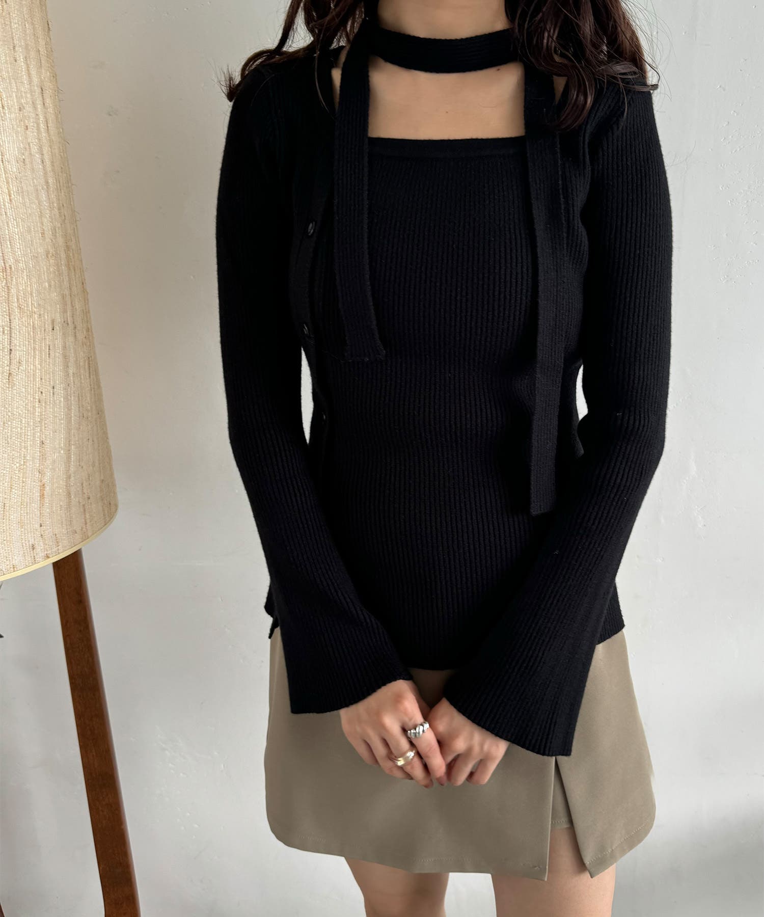 HIROKO KOSHINO 長袖カーディガン アンサンブルチョーカー付き3点