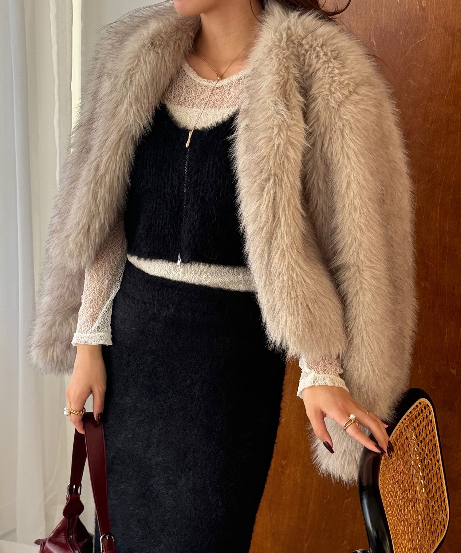 シャギーニットビスチェ＋シャギーニットスカートset[品番