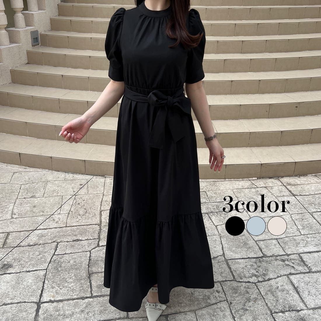 リボンティアードワンピース[品番：AMTW0010597]｜JUNOAH（ジュノア