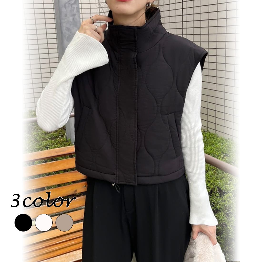 キルティングショートベスト[品番：AMTW0009826]｜JUNOAH（ジュノア