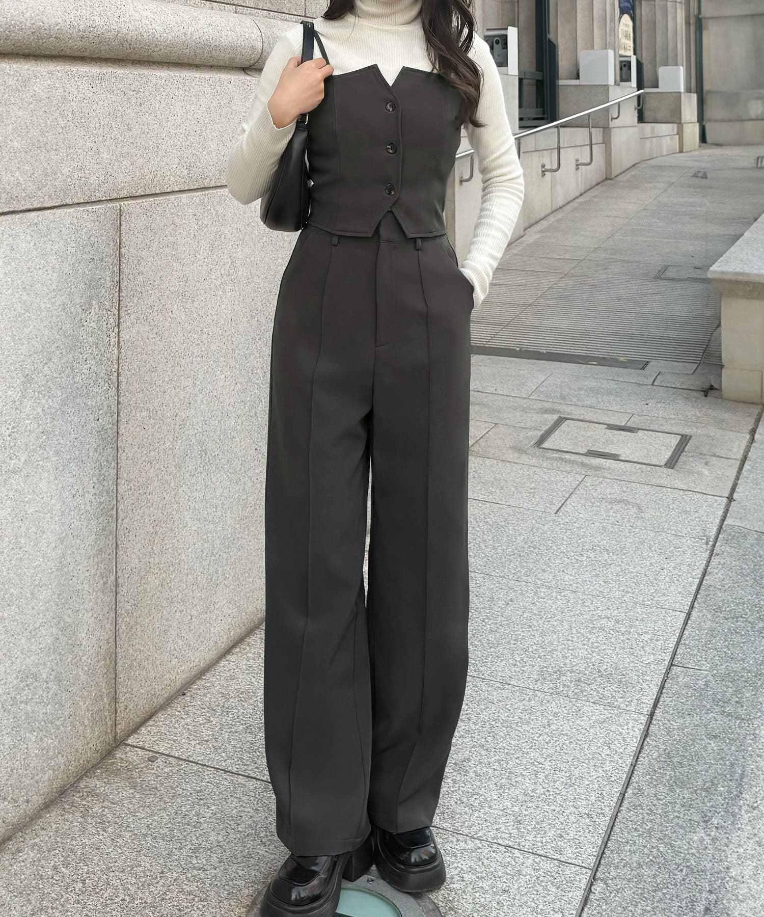 バックレースアップビスチェ＋スラックスパンツ set[品番：AMTW0012094