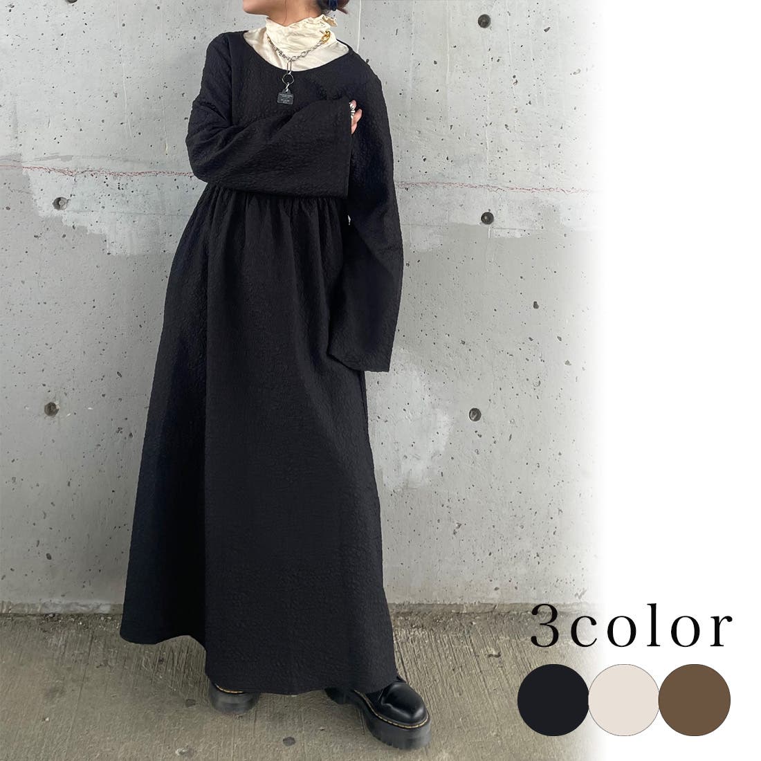 ふくれジャガードフレアワンピース[品番：AMTW0010372]｜JUNOAH