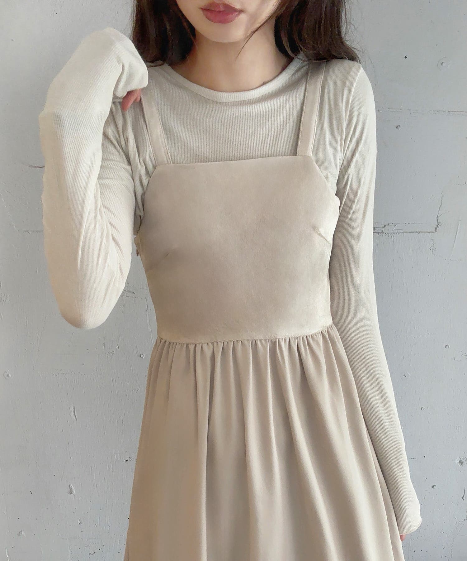 ベロアドッキングキャミワンピース[品番：AMTW0011432]｜LAUIR