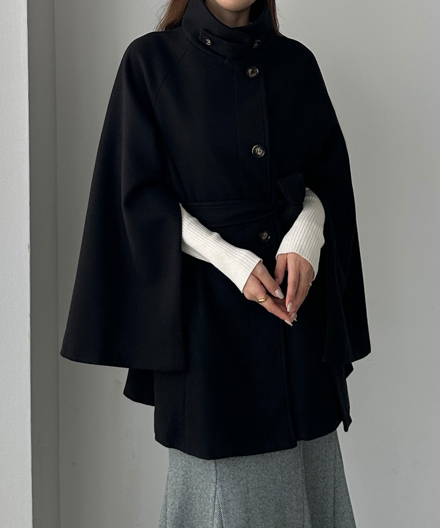 Louere ハイネックミドル丈コート Louere ハイネックミドル丈コート[品番：AMTW0011340]｜Louere