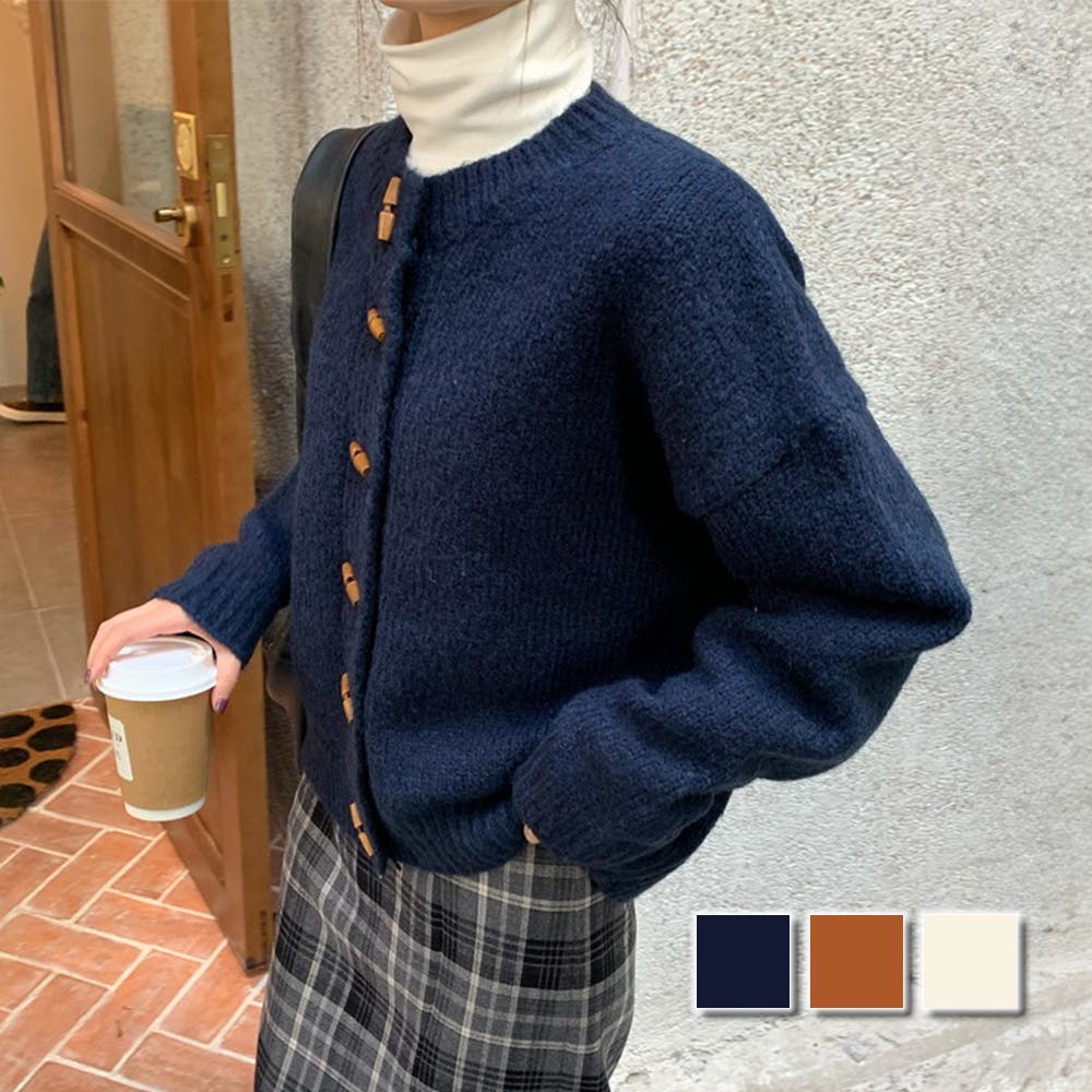 トグルボタンダッフル風ニットカーディガン ＜Le temps riche