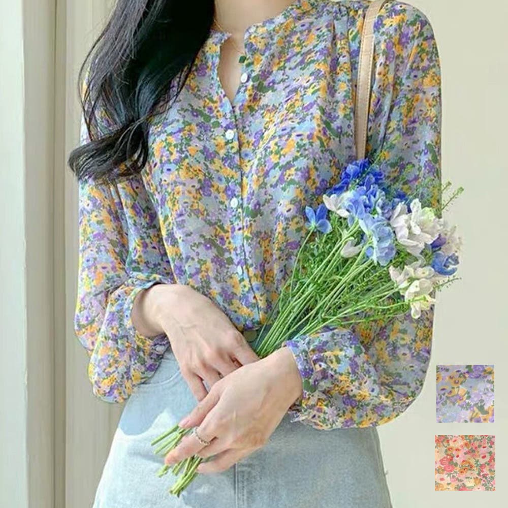 花柄シフォンブラウス 春 夏服[品番：AMSW1777660]｜Amulet