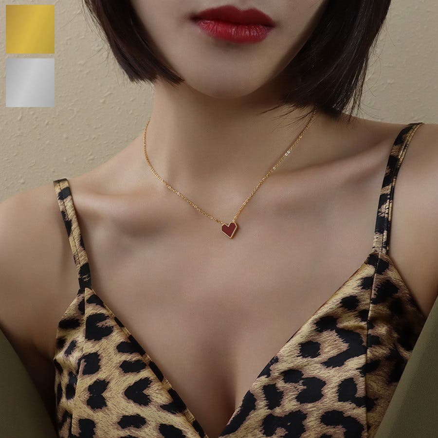 ネックレス シンプルレッドハートネックレス[品番：ORPW0002455