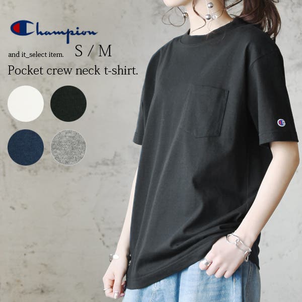 チャンピオン Champion ポケット付きクルーネックコットンTシャツ【S