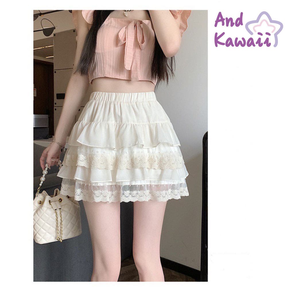 ミニスカート ハイウエスト ウエストゴム[品番：AKIW0004510]｜And