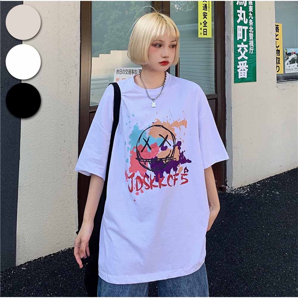 Tシャツ 半袖 トップス ロゴプリント 春夏 韓国ファッション[品番