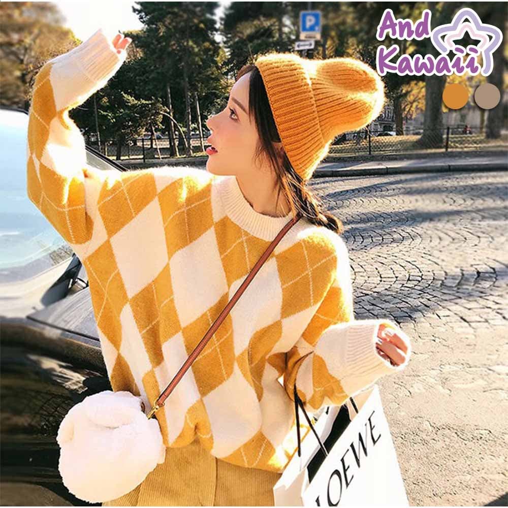 アーガイルニット トップス レディース[品番：AKIW0000315]｜And