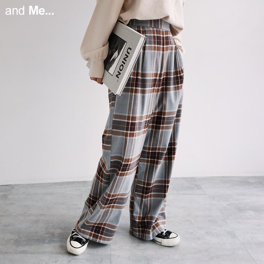 チェック柄 ロング パンツ[品番：AZ000004204]｜andme