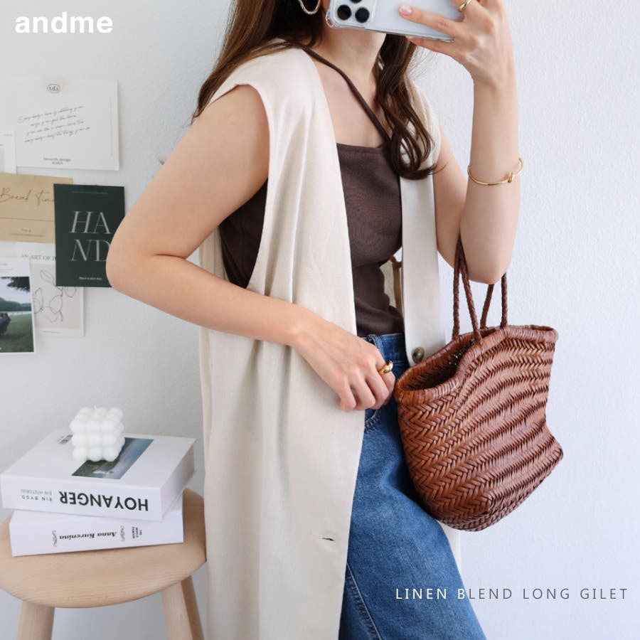 リネン ロング ジレ[品番：AZ000003767]｜andme（アンドミー