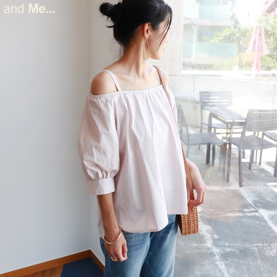 オフショルダー 背中りぼん ブラウス[品番：AZ000002311]｜andme