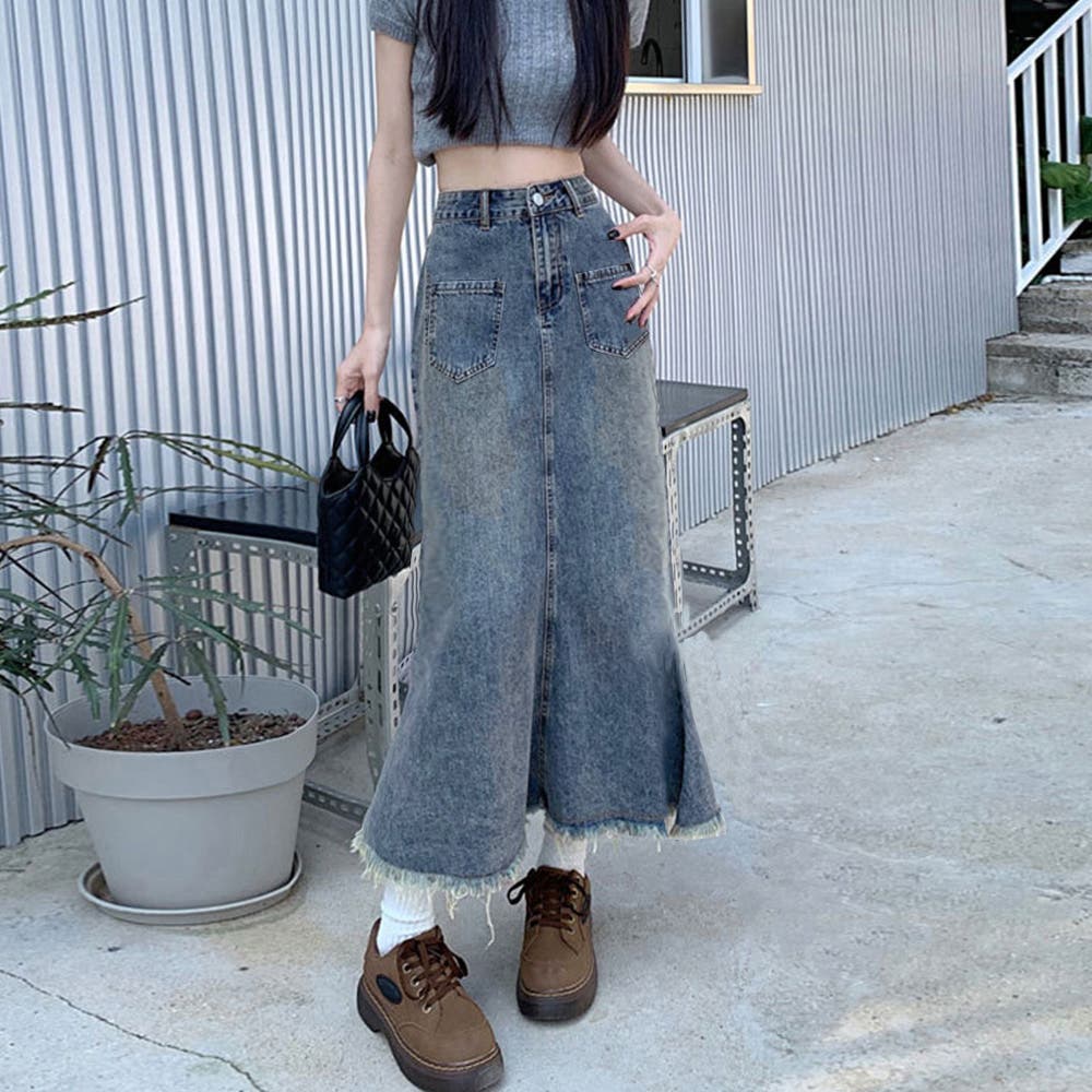 デニムスカート ロング Aラインスカート[品番：AGCW0004786]｜SUNSHINE