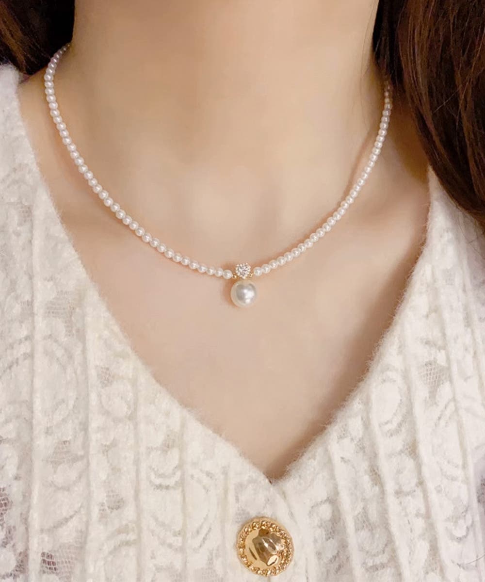 フェイクパールネックレスレディース 上品[品番：AGCW0006439