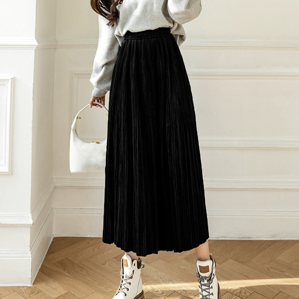 alo 黒 プリーツスカート Sサイズ 洗える｜総プリーツのスカート 7号・ブラック｜東京ソワール