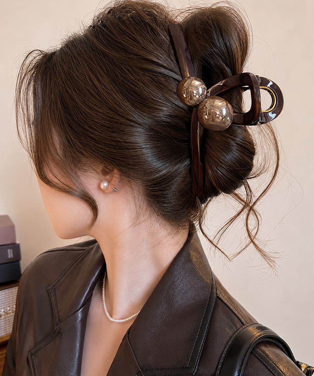 まとめ髪バレッタ 上品大人かわいいヘアクリップ 韓国風クリップ[品番