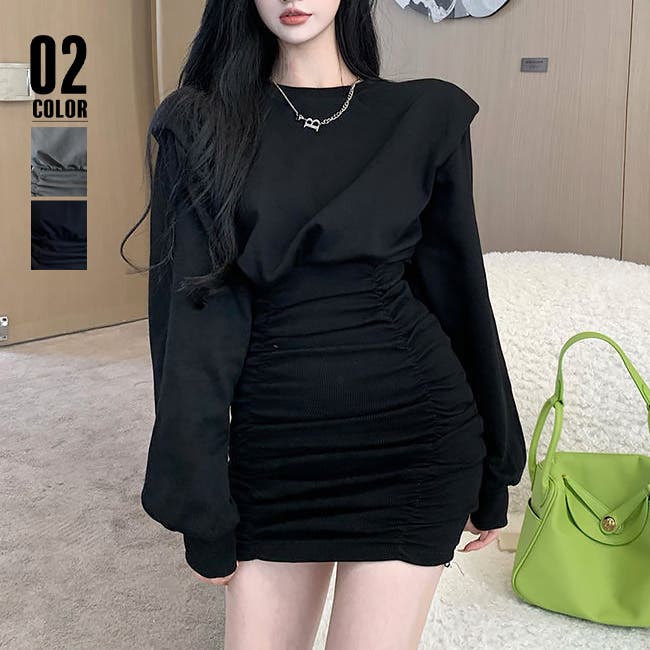 シャーリング オルチャンワンピース 韓国ドレス タイト 99kme-025-c1.jpg