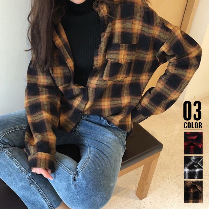 チェックシャツ レディース ネルシャツ[品番：AGCW0002518