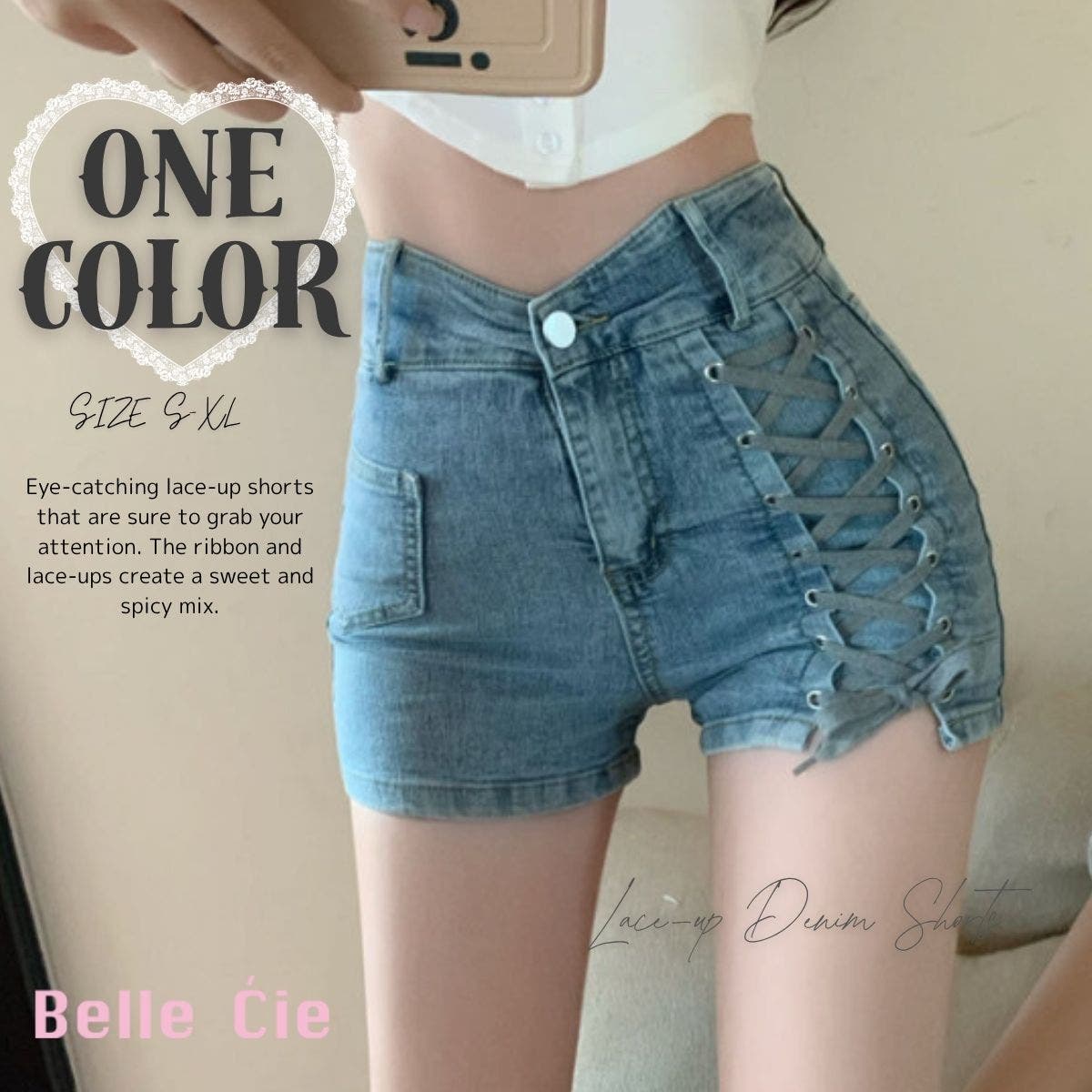 ショートパンツ デニムパンツ ハイウエスト[品番：AMVW0000899]｜Belle