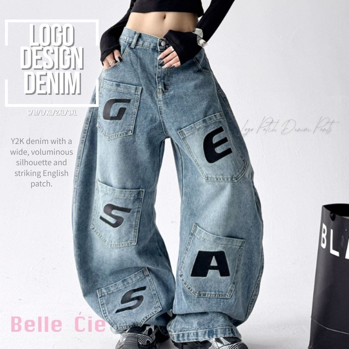 デニムパンツ ワイドパンツ 個性的[品番：AMVW0001000]｜Belle Cie