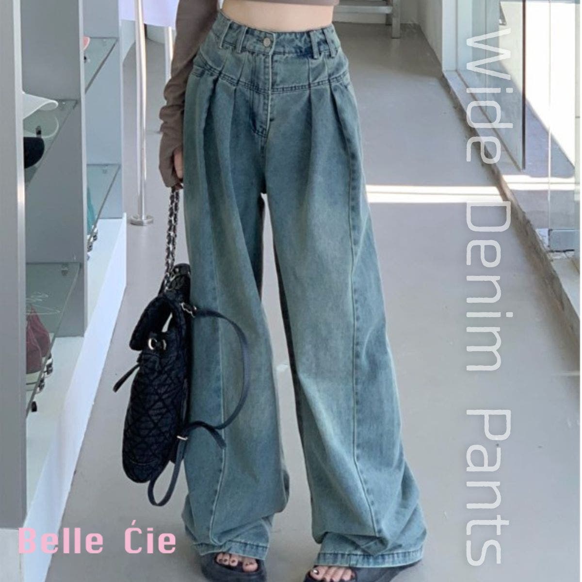 ワイドパンツ デニム デニムパンツ[品番：AMVW0000567]｜Belle Cie