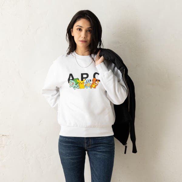 【美品】A.P.C. アーペーセー ピンク クルーネック　スウェット 裏起毛 美品】A.P.C. アーペーセー ピンク クルーネックスウェット 裏起毛